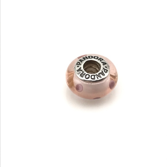 Pandora Light Pink Polka Dot Murano Glass Charm - Picture 5 of 5
